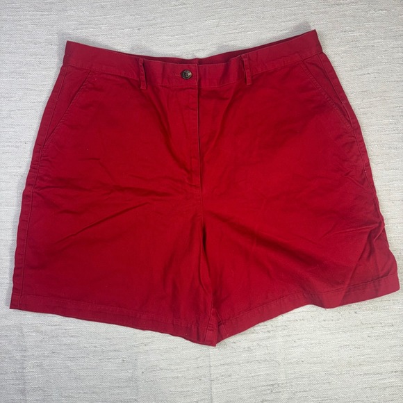 Lauren Ralph Lauren Pants - Lauren Ralph Lauren Womens Red Cotton Twill Chino Shorts Size 16 High Rise